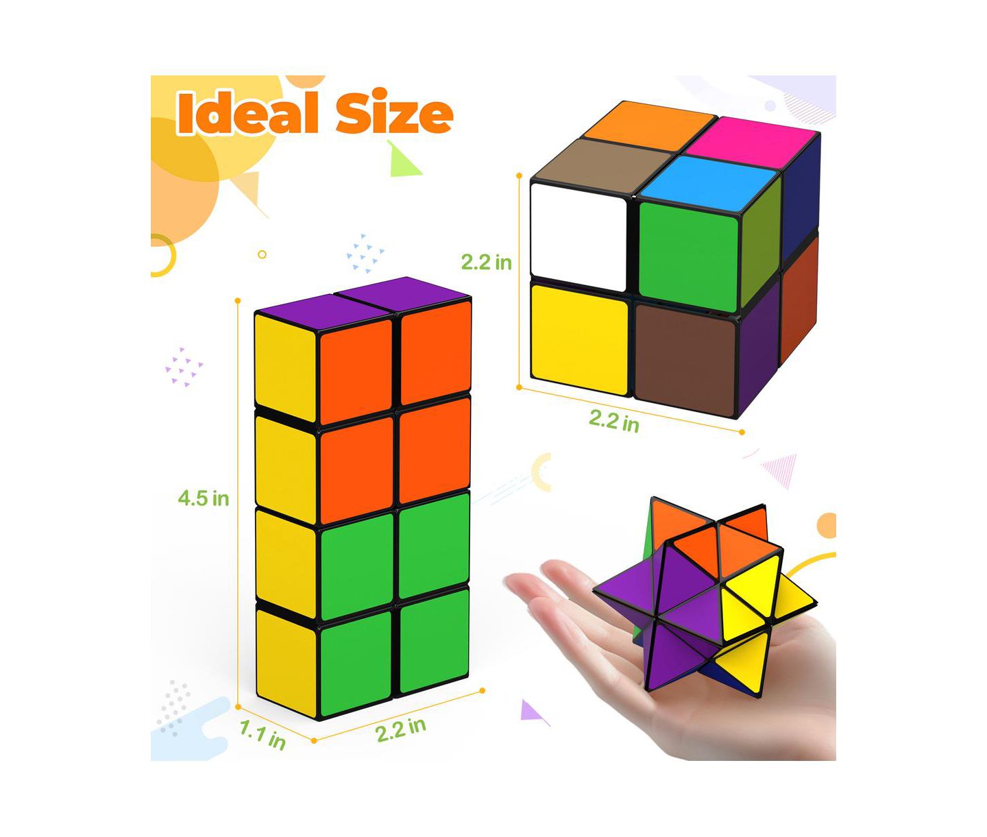 Детский пазл Bruce & Shark Magic Cube 2-in-1 Transformable Fidget Toy Puzzle, Ages 8+, цвет: Зелёный — фото 3