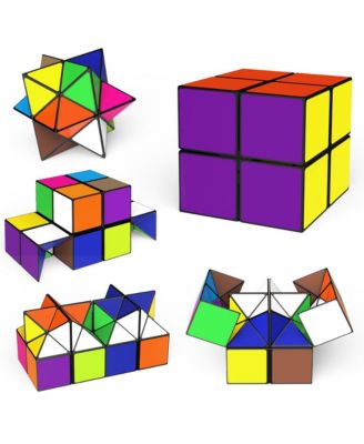2-in-1 Split Magic Cube, Transformable Fidget Toy, Morphs into Star & More