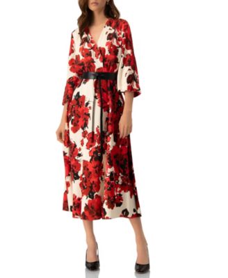 Women's Floral Maxi Wrap Dress with Belt