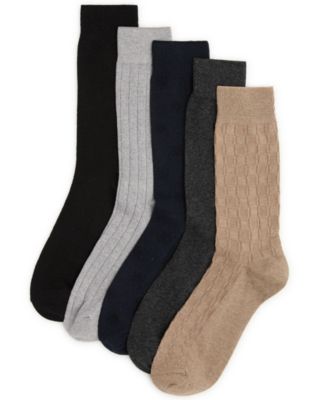 Men's Texture Mix Patterned Comfort Stretch Socks, 5-Pack
