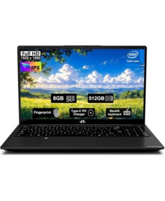 15.6" FHD IPS Student Laptop 8GB RAM 512GB SSD, 4 Cores 13th Gen Intel N150 3.6GHz Fingerprint Wi-Fi 6