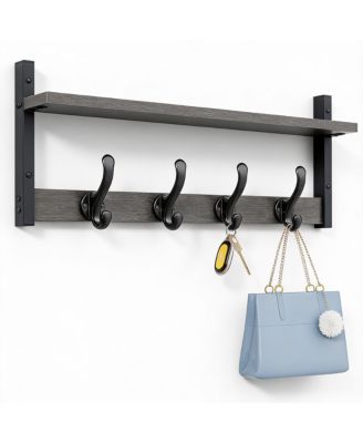 29" Wall-Mounted Coat Rack with Shelf, 80 lbs Capacity, Space-Saving
