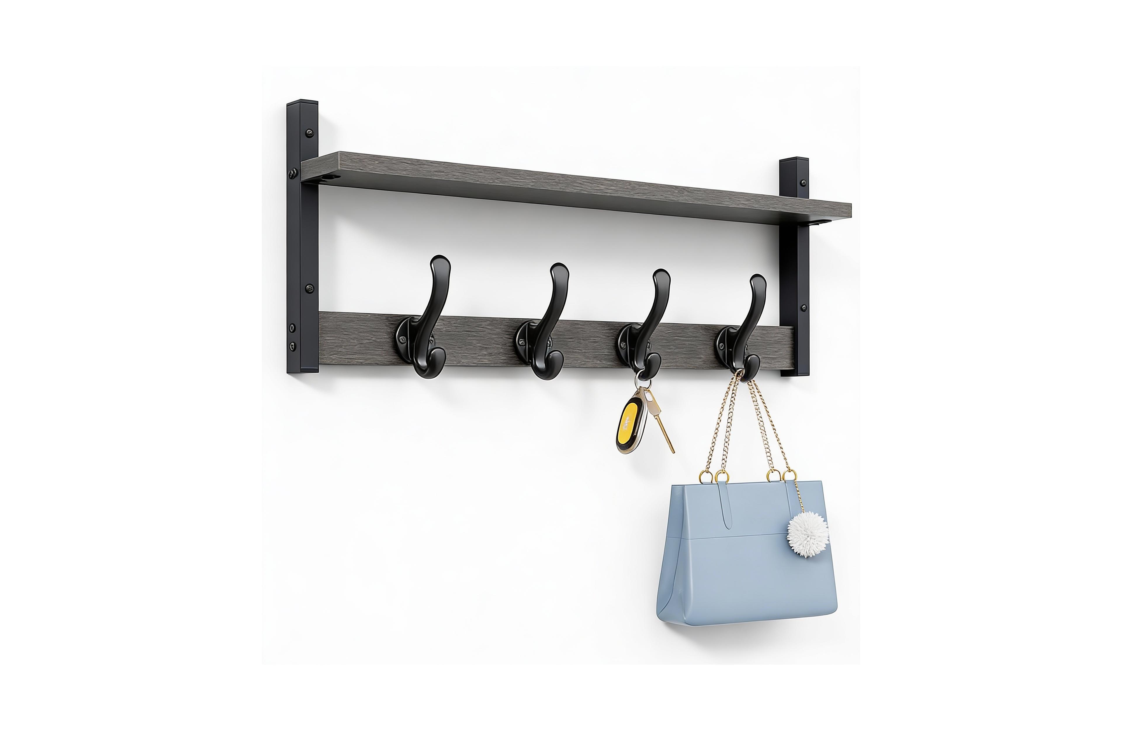 Yigii 29" Wall-Mounted Coat Rack with Shelf, 80 lbs Capacity, Space-Saving