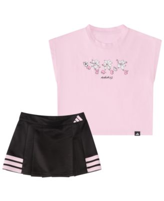 Baby Girls' sleeveless Box T-Shirt and Pleated Skort, 2-Piece Set