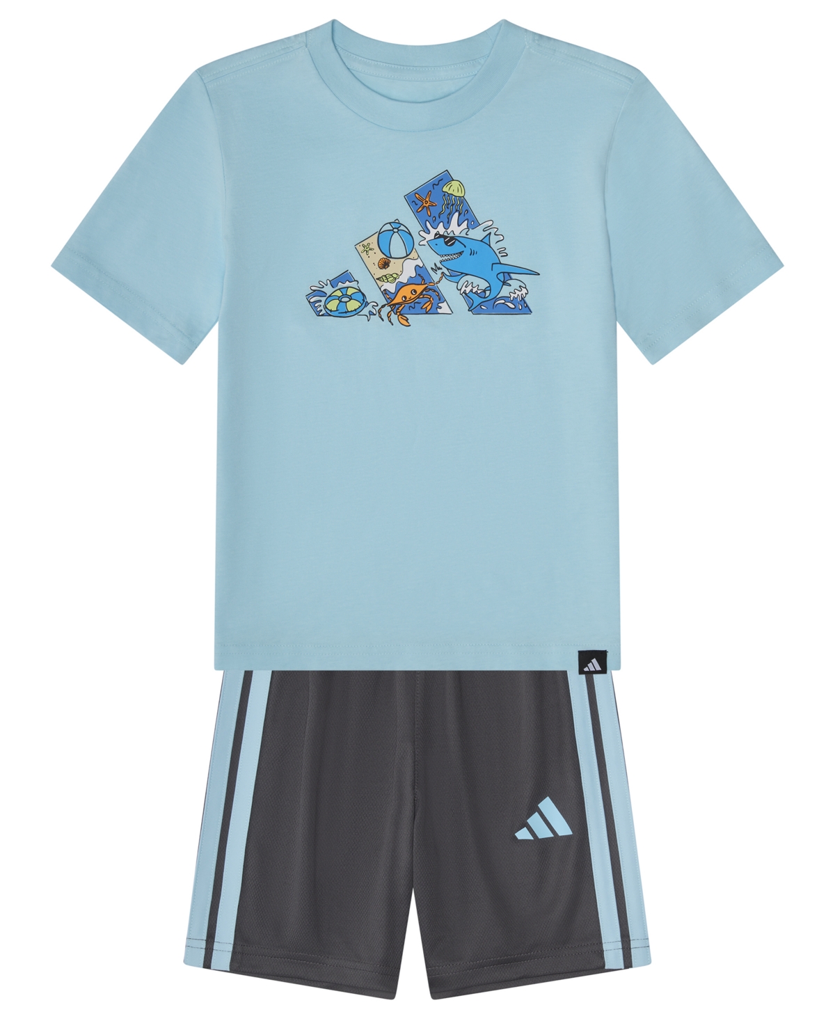 adidas Baby Boys' Graphic T-Shirt and 3-Stripes Shorts, 2-Piece Set