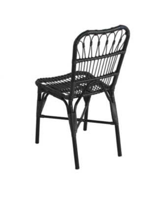 Set of 2 Grey Outdoor PE Wicker Patio Dining Chairs Rust Resistant Iron Frame 400lbs Capacity for Backyard Poolside Garden