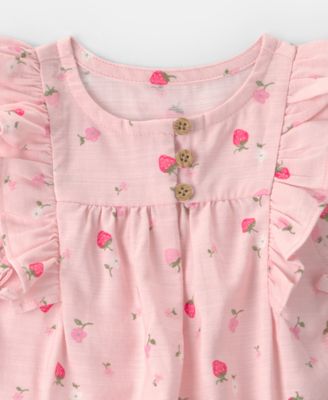 Baby Girls' Strawberry Print Sleeveless Romper