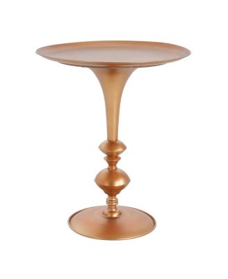 Small Round Gold End Table, 29.3" Height, Vintage Metal Accent