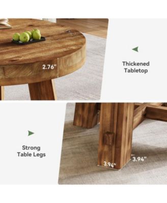 31.5-Inch Round Coffee Table, Solid Wood Center Table