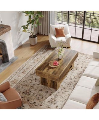 47-Inch Rustic Wood Center Table for Living Room