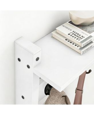 Particleboard Wall Coat Rack with Hooks & Shelf for Entryway Storage