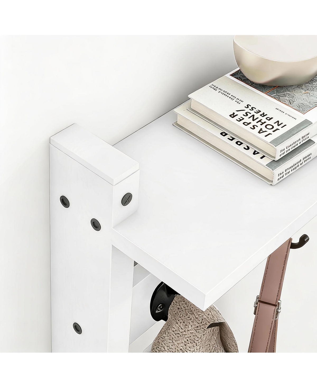 Yigii Particleboard Wall Coat Rack with Hooks & Shelf for Entryway Storage