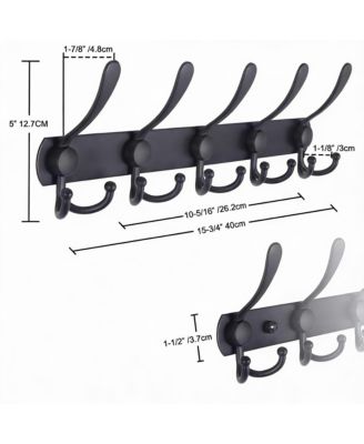 Durable Stainless Steel 5-Tri Hook Wall Rack for Hats, Coats, Towels, Blue