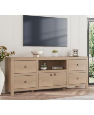 TV Entertainment Center with Storage, 6 Drawers, Farmhouse TV Stand for TVs Up to 80", Media Console Stands