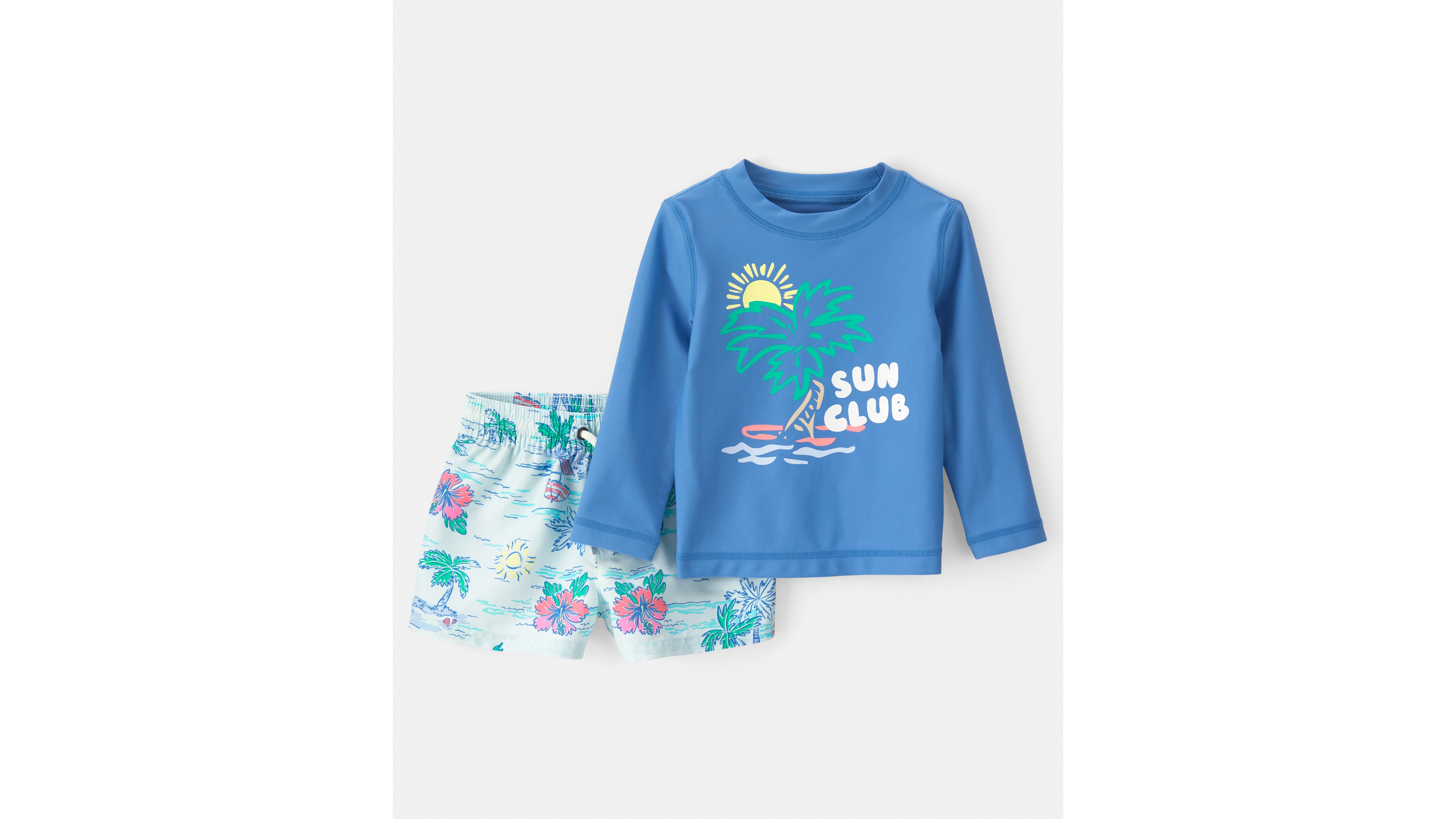 Carter's Baby Boys' Tropical Beach Rashguard Trunk, 2-Piece Set