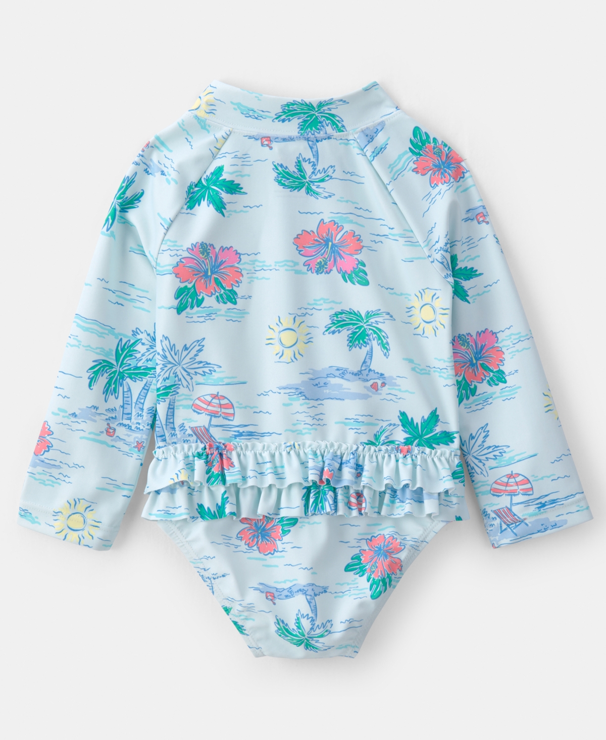 Carter's Baby Girls' One-Piece Tropical Beach Long-Sleeve Rashguard Swimsuit