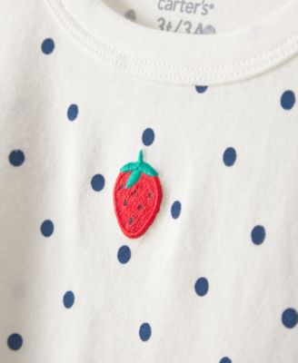 Girls' Toddler 2T-5T Strawberry Polka Dot Short-Sleeve Top