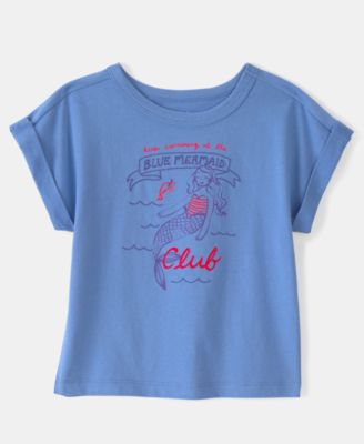 Girls' Toddler 2T-5T Mermaid Print Short-Sleeve Top
