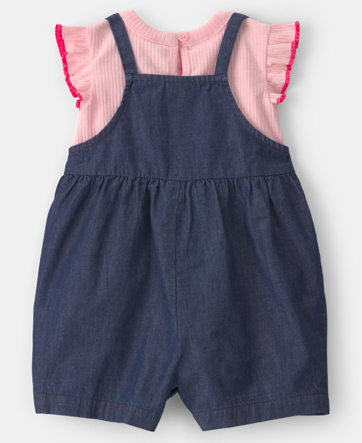 Carter's Baby Girls' Ruffled Sleeve T-Shirt and Chambray Romper, 2-Piece Set