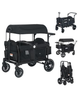 All-Terrain Wagon Stroller for Two Kids with Canopy, Snack Tray, Storage and Shock-Absorbing Wheels