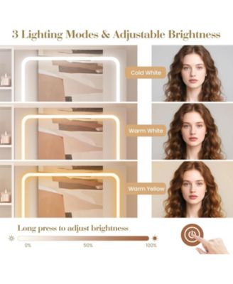 White Foldable Lighted Vanity Desk, Space-Saving Makeup Table for Small Apartments