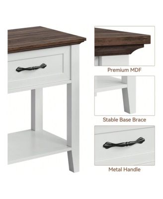 2-Tier Drawer Nightstand End Table, Storage Shelves Side Table for Living Room Study Room Bedroom