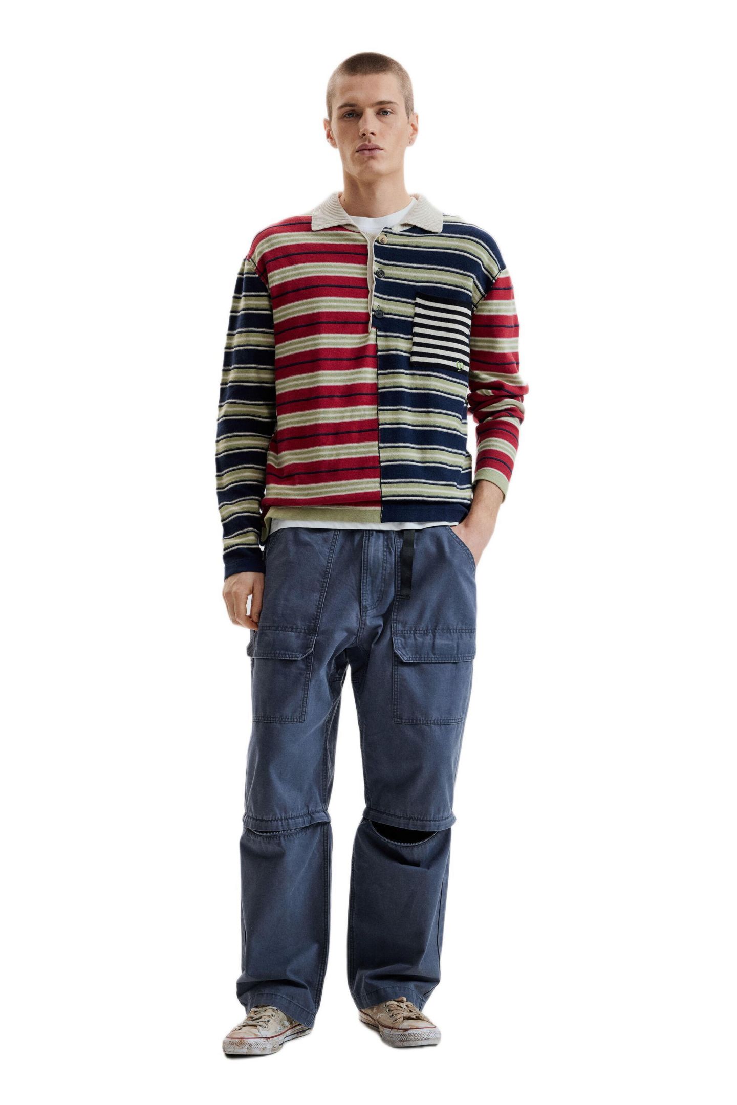 Мужской свитер Desigual Striped, цвет: Тёмно-синий — фото 3