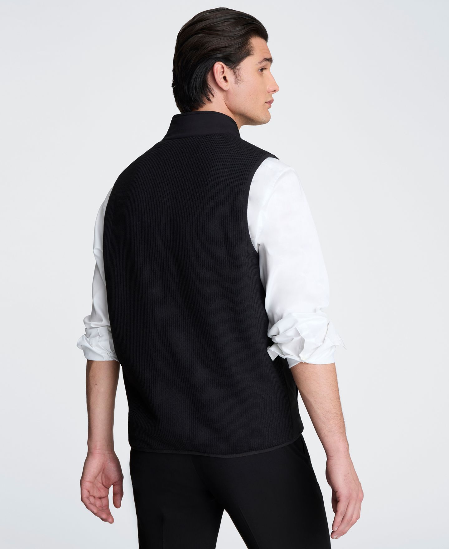 Мужской жилет Kenneth Cole Mixed Media Vest, цвет: Чёрный — фото 4