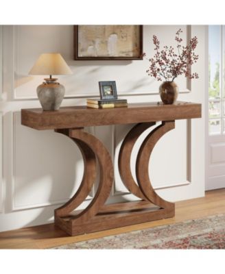 43.31-Inch Farmhouse Console Table for Entryway, Unique Narrow Sofa Table Behind The Couch with Curved Legs