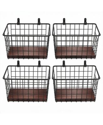 4-Pack Metal Wire Wall Basket with Handles for Kitchen, Bathroom, Entryway