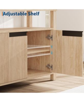 Farmhouse TV Stand for Tv Up to 65 Inches, Long Entertainment Center with 4 Door & Open Shelf