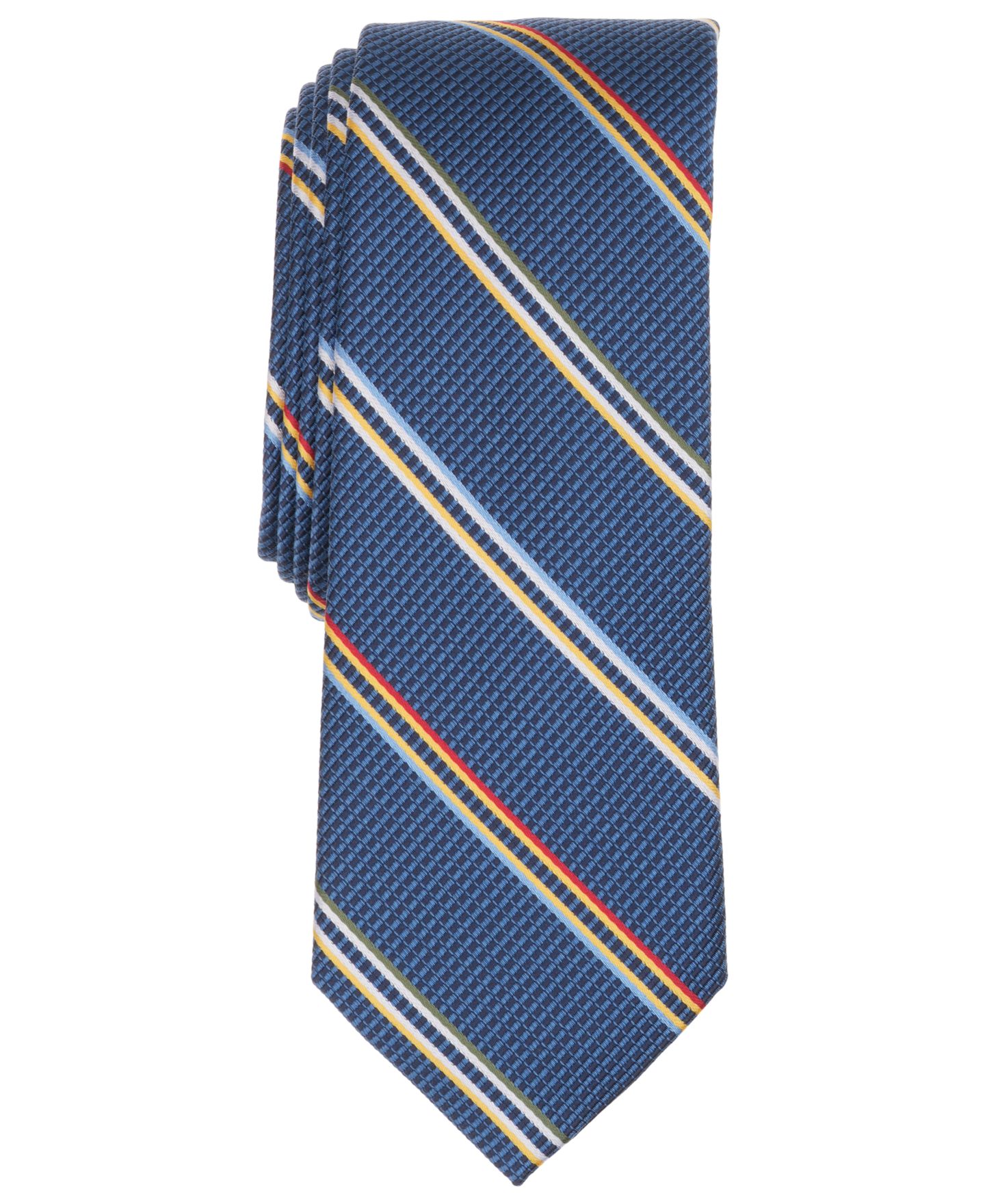 Мужской галстук Bar III Amra Stripe Skinny Tie, цвет: Джинсовый — фото 1