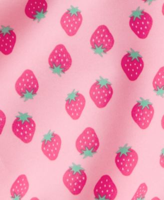 Girls' Toddler 2T-5T Strawberry Rashguard, Swim Top & Swim Bottoms, 3-Piece Set