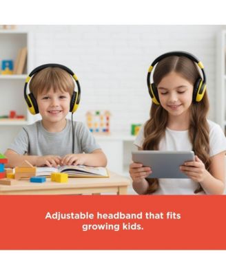 Kids Wired Headphones (3304454) - Child-Safe Volume, 3.5mm Plug, Black & Yellow