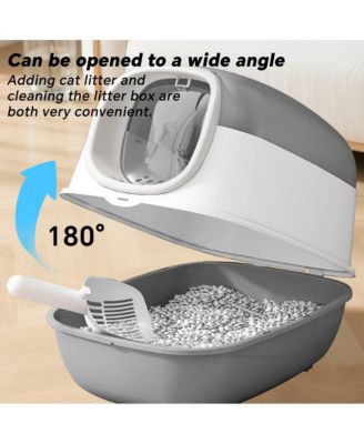 Modern Enclosed Cat Litter Box in Grey