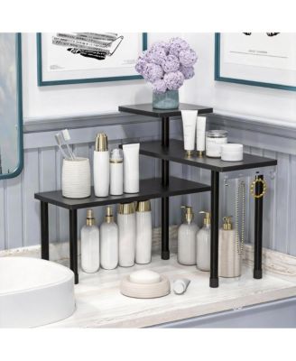 Adjustable 3-Tier White Bathroom Organizer for Makeup and Vanity