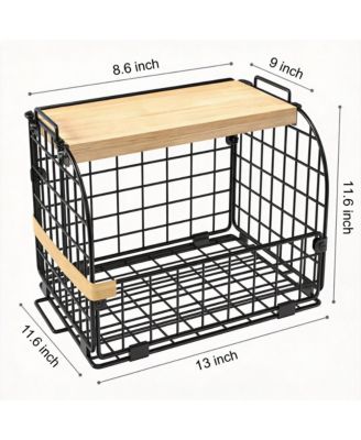2 Set Wire Basket with Openable Top for Kitchen Pantry Storage