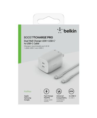 BoostCharge Pro Dual USB-C GaN Wall Charger with PPS 65W and USB-C to USB-C Cable