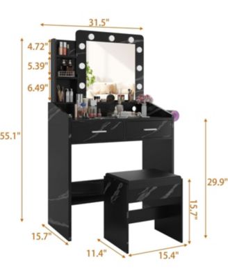 Lighted Mirror Dressing Table, Sophisticated Makeup Vanity Desk for Bedrooms