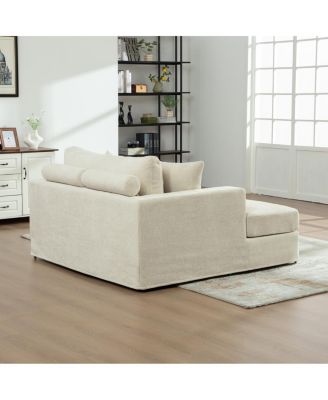 Extra-Large Sofa Bed, Chenille Linen Fabric, Sturdy Metal Legs