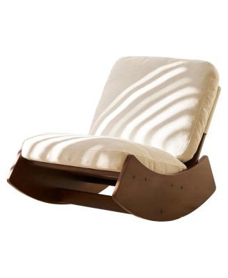 Corduroy Retro Striped Glider Rocking Chair Solid Wood Frame Accent Reading Chair for Bedroom Living Room Nursery