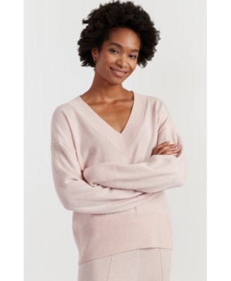 Women's V Neck Wool Cashmere Slouchy Lightweight Sweater
