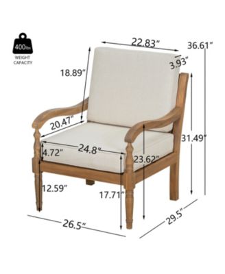 Outdoor Patio Seating Chair with Cushions, Wooden Club Chairs