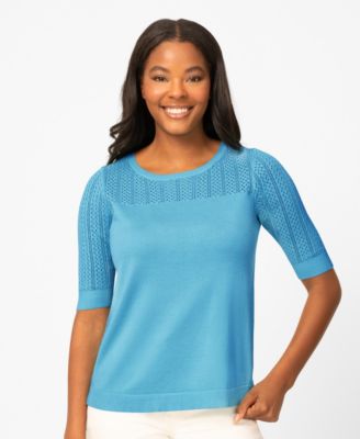 Petite Mixed Cable Round Hem Sweater