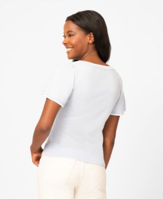 Women's Boat-Neck Flutter-Sleeve Sweater