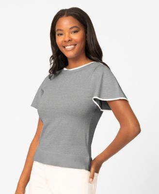 Women's Boat-Neck Flutter-Sleeve Sweater