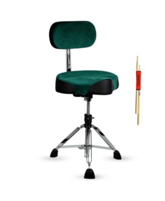 Drum Throne w Backrest 4" Padded Adjustable 26.5" Drummer Stool w Velvet Top 441Lb Capacity