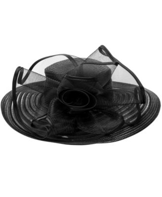 Sheer Wide Brim Rosette Hat