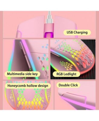 Wireless Gaming Mouse with RGB Lights - Adjustable DPI for Gaming, Office Work,Lightweight Honeycomb Design Compatible with Windows/Mac/Linux