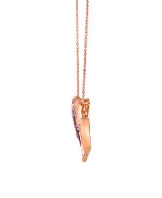 White Sapphire (7/50 ct. t.w.) and Pink Sapphire Ombre (19/25 ct. t.w.) Pendant Necklace in 14k Strawberry Gold
